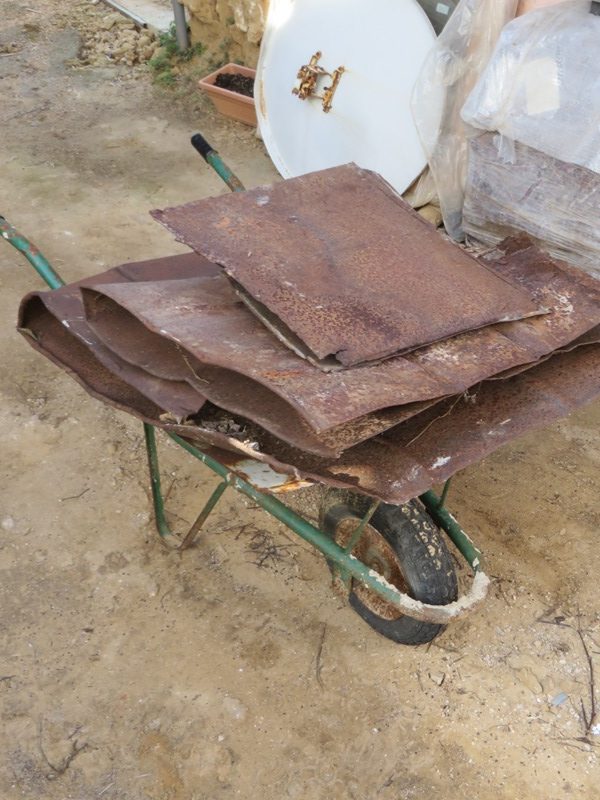 Rusty scrap metal sheeting